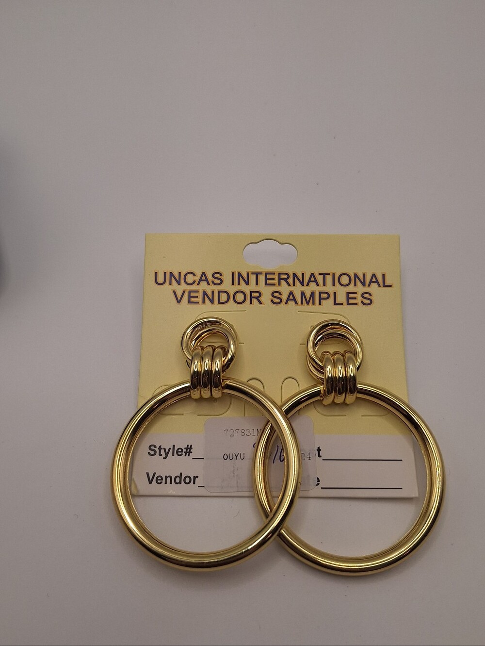 Gold Tone Double Circle Drop Earrings Statement Hoop Earrings Modern
